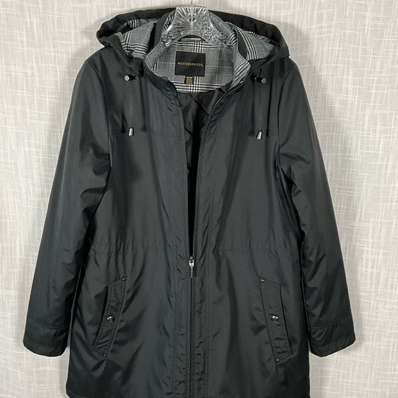 Weatherproof Jackets & Blazers - Weatherproof Raincoat Size M Black with Plaid Lining Removable Hood